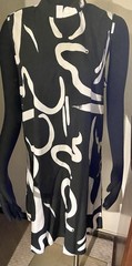 NEW DRESS L Black And White Print Keyhole Neck Machine Washable Poly 40” Bust