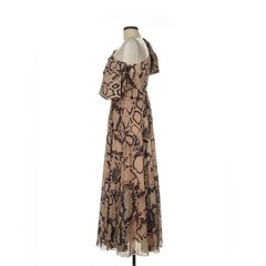 Solace London Brown Python Snake Print Rosa Maxi Dress, Size 8