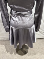 Lucy Paris Adoni Silver Pewter Wrap Dress Mini Women Sz Sm NWT $105 Long Sleeve