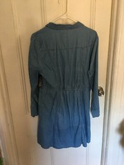 Women’s Allison Brittney Denim Shirt Dress 3/4 Sleeve Roll Cuff Size L