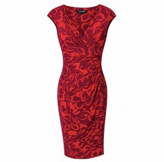 Lauren Ralph Lauren faux-wrap rich fuchsia and orange-red Floral size 2