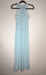 Stella Cruz White Blue Striped Maxi Racerback Tank Dress Size Medium M