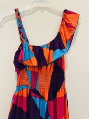 NwT Julia Fashion Silk Blend Maxi Slip Dress L/XL Geometric Asymmetric Beach