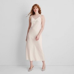Women&rsquo;s Sleeveless Mixed Media Ankle Slip Dress – Future Collective Cream S