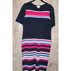 Carlisle New York Short Sleeve Knit Dress Size Small Colorful Stripes
