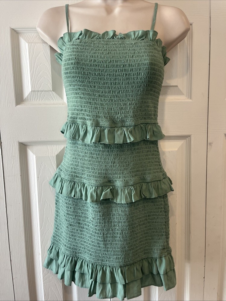 Juniors Blue Blush Green Sleeveless Dress Size Small