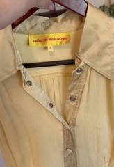 Catherine Malandrino Women’s 4 Beige Solid Collared Button Belted Silk.
