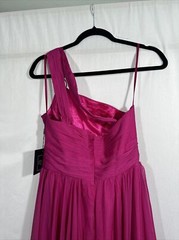 NWT $498 IEENA Mac Duggal [ 6 ] Strappy One Shoulder A Line Gown Magenta #Q702
