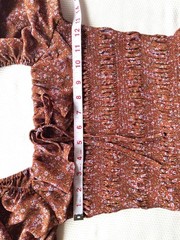 Coble Mode XS Brown Paisley Smocked Midi Dress Puff Sleeve Cottagecore Boho
