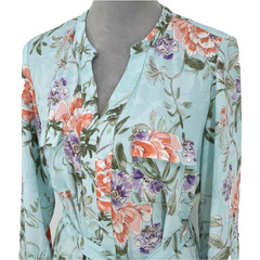 Nanette Lepore Dress Womens 8 Light Green Floral Long Sleeve Belted Pockets