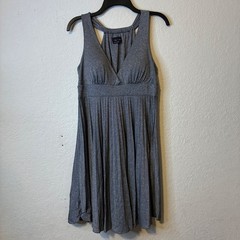 Max and Cleo Gray Metallic Dress Sparkle Knit Sz 10 Padded Empire Party Pleats