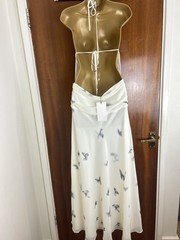 Zara Woman Butterfly Printed Long Halter Open Back Dress Size S 3676/339 T72