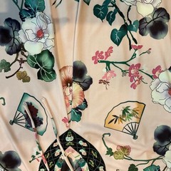 Hale Bob Dress Size M Jersey Center Pleat Split V-neck Asian floral
