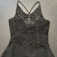 Joara Mode Black Lined Dress Women Sm/Med Vintage 80s 90s Crisscross Lace