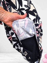 Phase Eight Gwin Leaf Print Dress Size 16 Black Pink Batwing Tie Belt Stretch VG