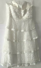 SUE WONG Elegant & Sophisticated Strapless Tiered White Lace Dress #C4134 Size 6