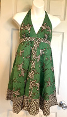 Crystal Candy MEDIUM Green Cotton Short Halter Dress Boho 80s 90s