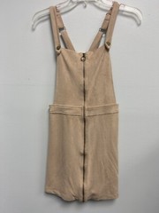 Pie In The Sky Juniors Overall Jumper Dress Full Zip Size Small Beige
