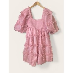 Sofie the Label Pink Ruffle Ruthie Grace Babydoll Rear Bow Dress Women&rsquo;s Small
