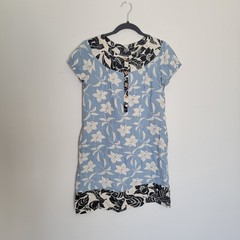 Gap Black Blue Tropical Floral Printed Cap Sleeve Shift Mini Dress Size 4