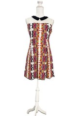 Esley Geometric Print Sleeveless Lined Peter Pan Collar A-Line Short Dress Jr M