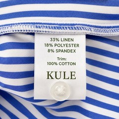 KULE The Esmee Dress Size L White Royal Blue Stripe Crochet Poplin Sundress