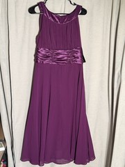 NWT Connected Apparel Plum Purple Chiffon Halter Dress Ruched Maxi Gown Size 12
