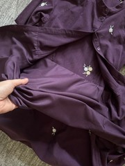 Moroccan Boho Cottagecore 100% Linen Purple/Burgundy Dress With Belt