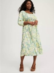 Torrid Challis Puff Sleeve Tea Length Dress size 00/Medium