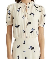 Lauren Ralph Lauren Women’s Ivory Blue Butterfly Chiffon Midi Dress 10P