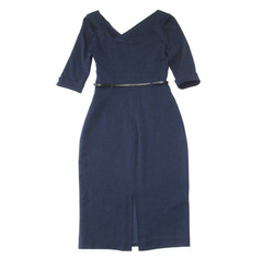 NWT Black Halo Jackie O in Eclipse Stretch Gabardine Belted Sheath Dress 2 $390