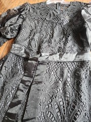 Chancele 9577 Lace Dress With Knit Lining, Church Formal, Puffed Sleeve, Size 16