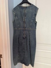 NWT White House Black Market Blue Denim Sheath W Chain Midi Dress Size 12