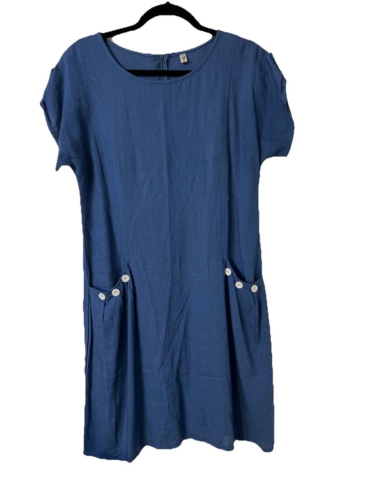 Yidarton Linen Cotton Dress Sz M A-Line Pockets Relaxed Fit Career to Casual