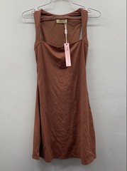 Qinsen Women&rsquo;s Brown Workout Dress Mini Racerback Nylon Spandex NWT Size S