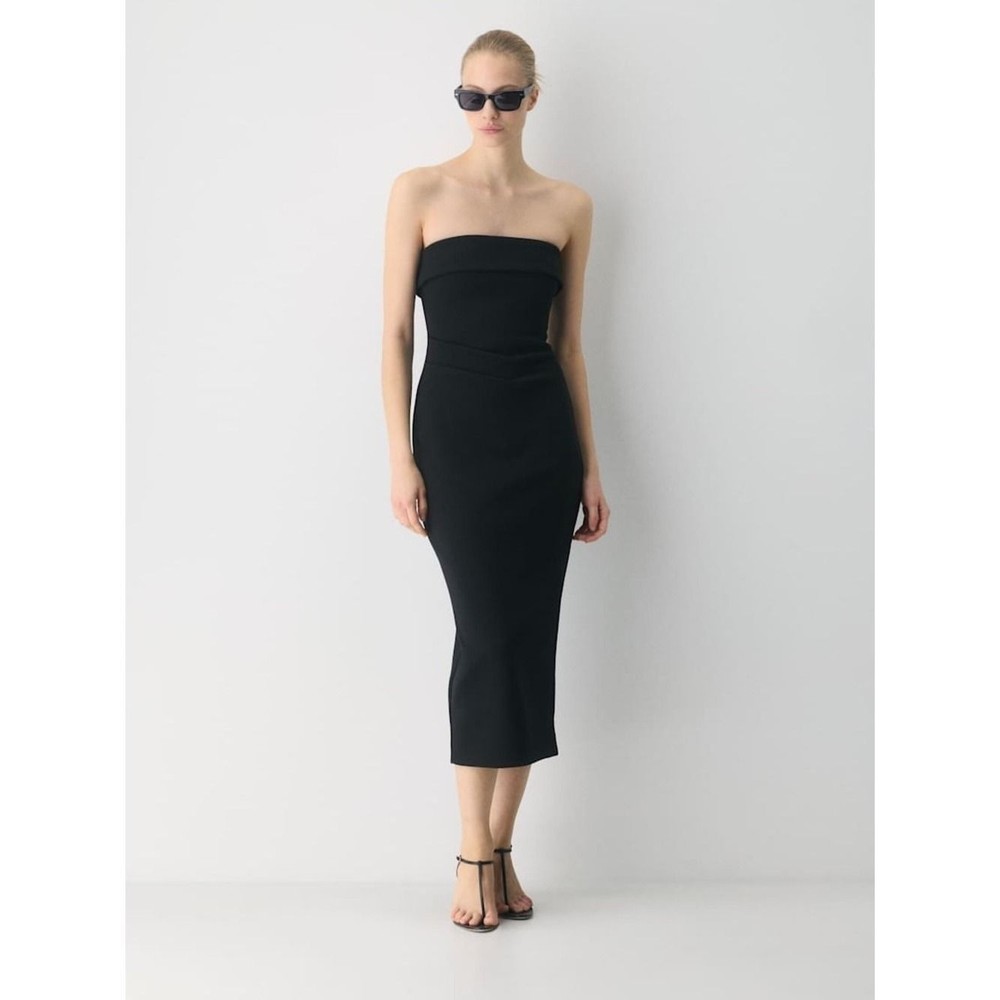 Aritzia Babaton Strapless Black Midi Eyecatcher Dress NWT XS