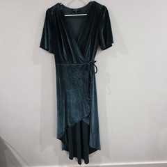 Lulus Wrap Dress Size Medium Green Velvet Maxi Fairy Regency