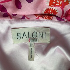 Saloni Leona Printed Silk Asymmetric Neck Maxi Gown Ammonite Rose – Size US 4