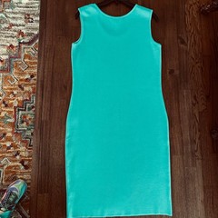 Ming Wang PS Teal Knit Sweater Shift Dress Longsleeve Cardigan Jacket Easter