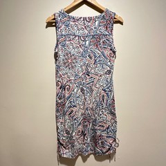 T by Talbots Paisley Shift Activewear Dress Womens M Petite Ruched Side Mini