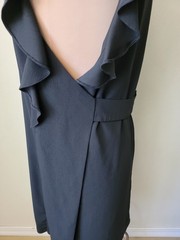 Carven Black Flutter Sleeve Crepe Shift Dress Size EU 38 Medium 6/8 Designer
