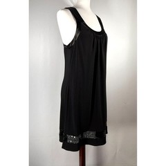 Oleg CassinI Black Sleeveless Mini Dress Racer Back Sequin Hemline Size 10 Glam