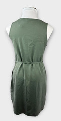 NWT Eddie Bauer Lightweight Tencel Dress Button Tie Belt Sleeveless Green Sz 12