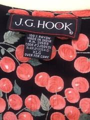 Vtg J.G. Hook Cherry Print Short Sleeve Maxi Dress Women Button Front Sz XLG D7