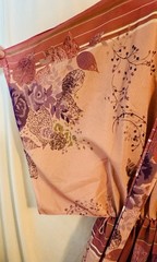Vintage Batwing Sleeve Kimono Style Floral/ColorBlock Midi Dress Women’s Size 14