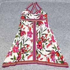 INC International Concepts Petite XL Tropical Floral Handkerchief Hem Dress Pink