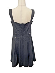 Vintage Chain Reaction Black Button Down Pinafore Dress S10 (VF42)