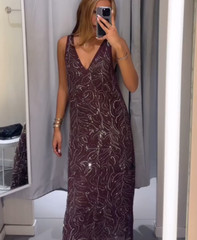 NWT H&M Rhinestone-embellished Dress Burgundy Red 1253886001 XS, S, M, L, XL