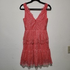 BCBGMaxazria Coquette Core Pink Power Main Character Energy Tiered Ruffles Dress