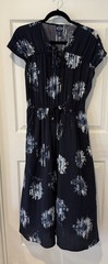 Scoop Black White Abstract Maxi Dress Tie Waist Pockets V-Neck Sz S 4-6